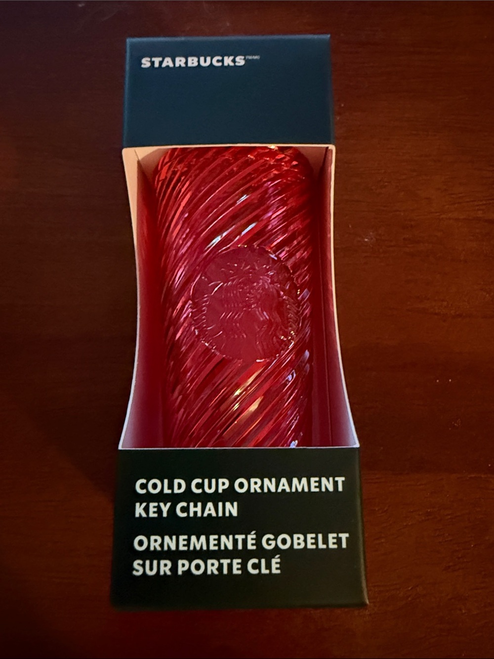 Starbucks Red Swirled Cold Cup Ornament Keychain